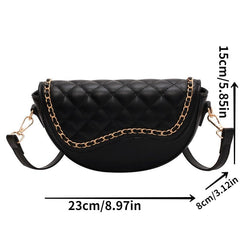 Quilted Crossbody Saddle Bag Shoulder Bag - Women's Handbag
