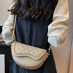 Quilted Crossbody Saddle Bag Shoulder Bag - Women's Handbag