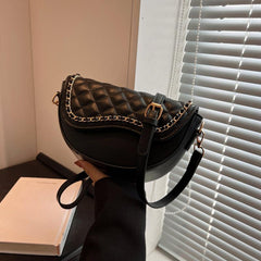 Quilted Crossbody Saddle Bag Shoulder Bag - Women's Handbag