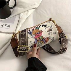 Graffiti Style Boston Bag Cartoon Crossbody Purse