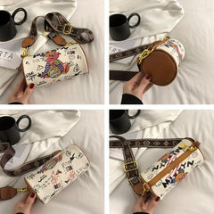 Graffiti Style Boston Bag Cartoon Crossbody Purse