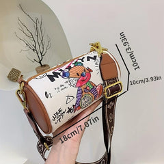 Graffiti Style Boston Bag Cartoon Crossbody Purse