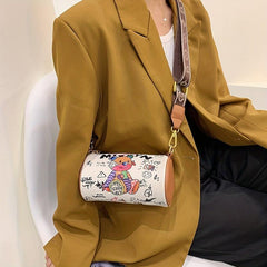 Graffiti Style Boston Bag Cartoon Crossbody Purse