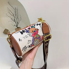 Graffiti Style Boston Bag Cartoon Crossbody Purse