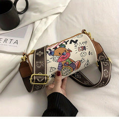 Graffiti Style Boston Bag Cartoon Crossbody Purse