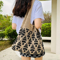 Large Capacity Knitted Shoulder Bag Casual Ladies Handbag