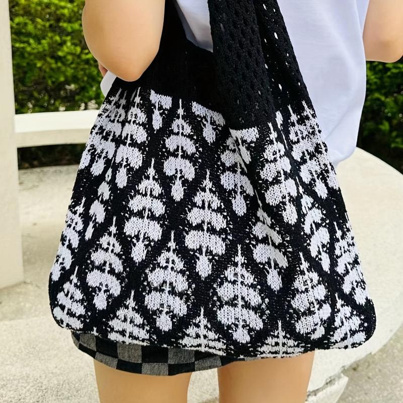 Large Capacity Knitted Shoulder Bag Casual Ladies Handbag