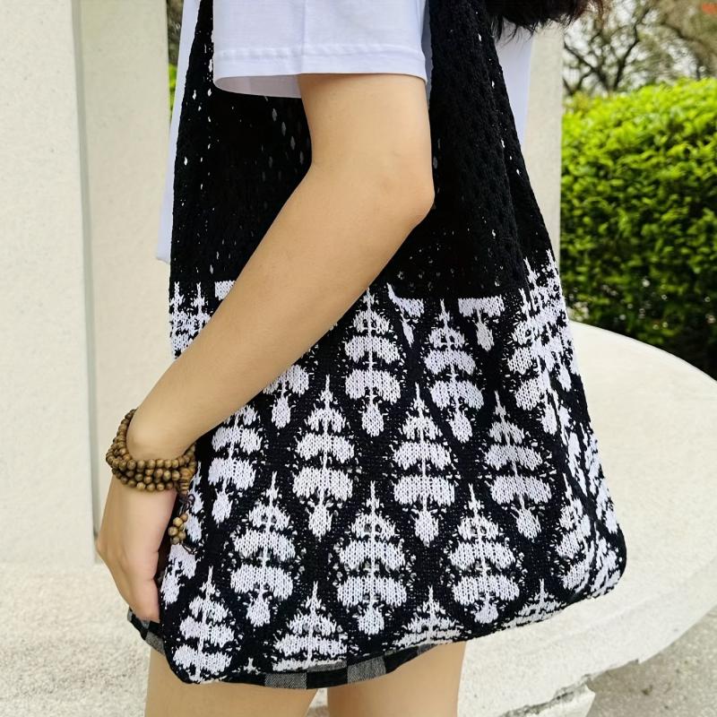 Large Capacity Knitted Shoulder Bag Casual Ladies Handbag