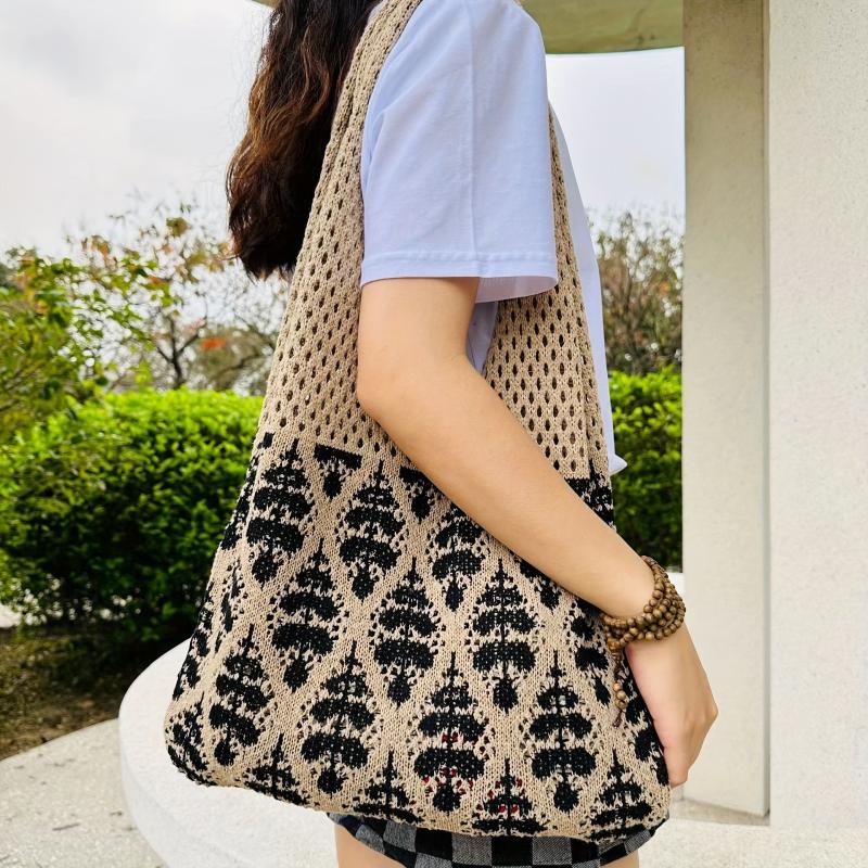 Large Capacity Knitted Shoulder Bag Casual Ladies Handbag