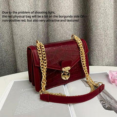 Crocodile Embossed Shoulder Bag Chain Crossbody Bag Women's Square Purse