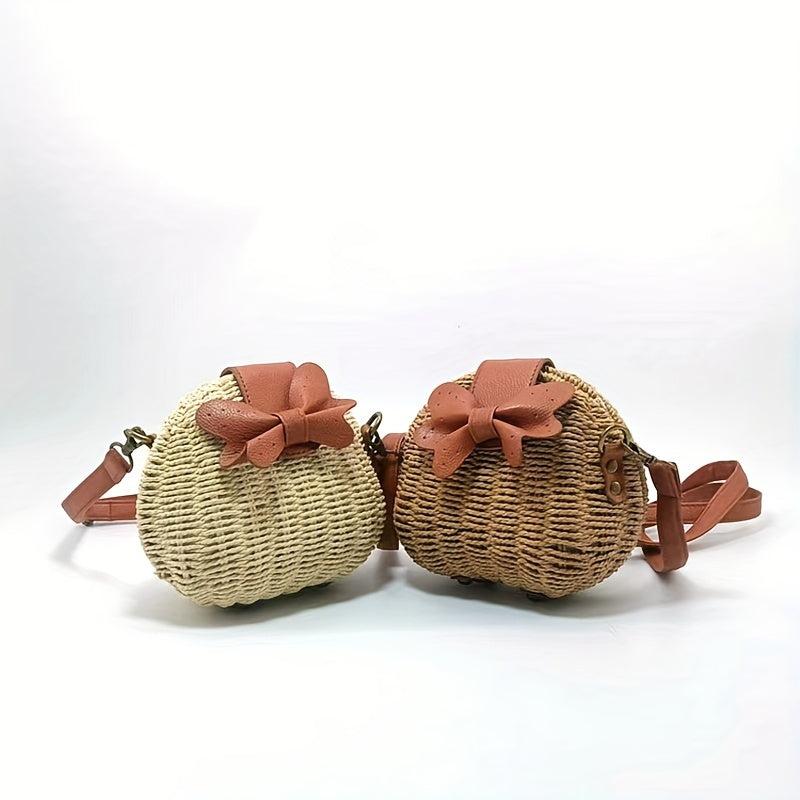 Boho Style Rattan Crossbody Bag for Beach Vacation