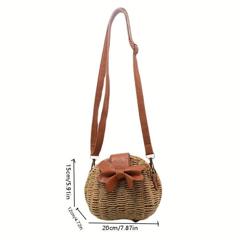 Boho Style Rattan Crossbody Bag for Beach Vacation