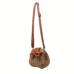 Boho Style Rattan Crossbody Bag for Beach Vacation