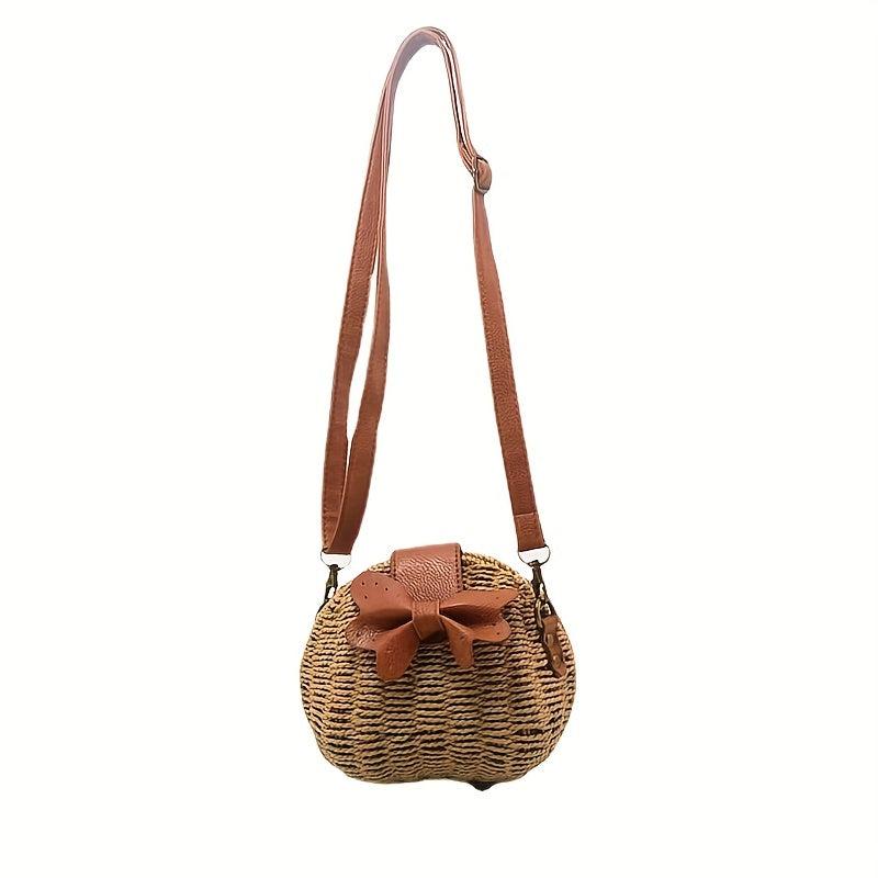 Boho Style Rattan Crossbody Bag for Beach Vacation