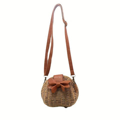 Boho Style Rattan Crossbody Bag for Beach Vacation
