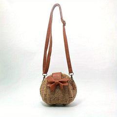 Boho Style Rattan Crossbody Bag for Beach Vacation