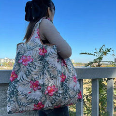 Floral Pattern Foldable Tote Bag Portable Lightweight Shoulder Bag