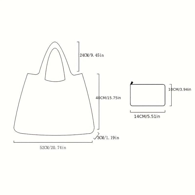 Floral Pattern Foldable Tote Bag Portable Lightweight Shoulder Bag