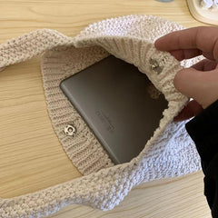 Vintage Knitted Hobo Bag Large Capacity Grunge Shoulder Bag Women's Fairy Croche