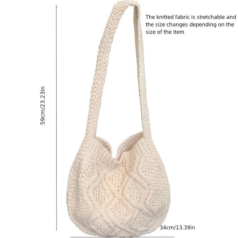 Vintage Knitted Hobo Bag Large Capacity Grunge Shoulder Bag Women's Fairy Croche