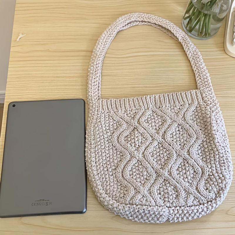 Vintage Knitted Hobo Bag Large Capacity Grunge Shoulder Bag Women's Fairy Croche