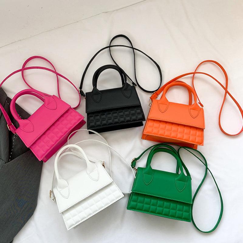 Plaid Embossed Crossbody Bag Minimalist Satchel