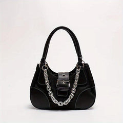 Colorblock Hobo Bag Buckle Strap Chain Underarm Bag