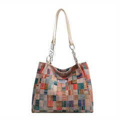 Colorblock Tote Bag Lightweight Storage Bag Women's Stylish Bag