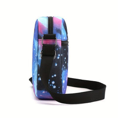Heart Print Crossbody Bag Nylon Square Purse Casual Shoulder Bag