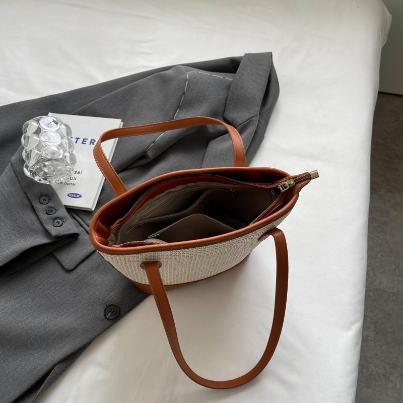 Straw Woven Tote Bag Vacation Style Shoulder Beach Bag For Women