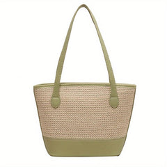 Straw Woven Tote Bag Vacation Style Shoulder Beach Bag For Women