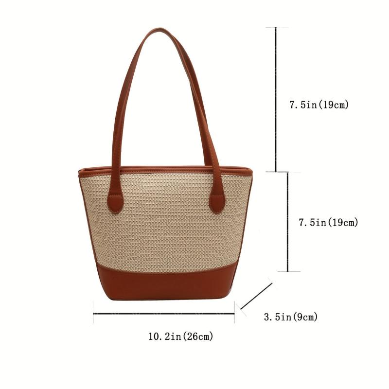 Straw Woven Tote Bag Vacation Style Shoulder Beach Bag For Women