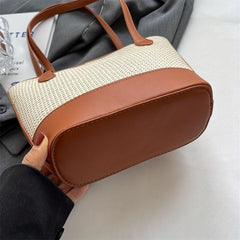 Straw Woven Tote Bag Vacation Style Shoulder Beach Bag For Women