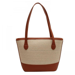 Straw Woven Tote Bag Vacation Style Shoulder Beach Bag For Women