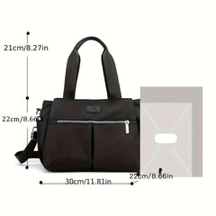 Large Capacity Versatile Shoulder Bag Zipper Solid Stylish Handbag Nylon