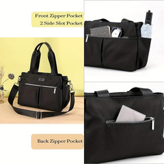 Large Capacity Versatile Shoulder Bag Zipper Solid Stylish Handbag Nylon