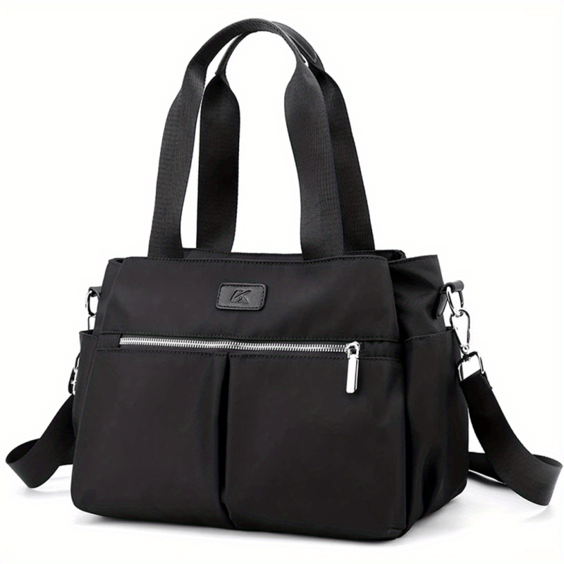 Large Capacity Versatile Shoulder Bag Zipper Solid Stylish Handbag Nylon