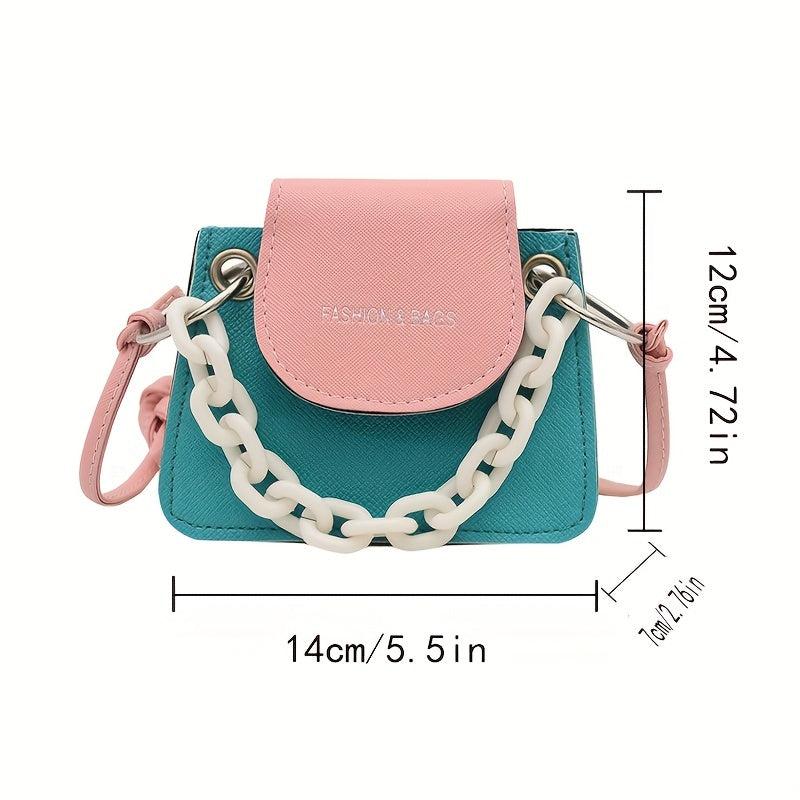 Women's Mini Contrast Crossbody Bag Square Cell Phone Handbag & Shoulder Purse