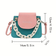 Women's Mini Contrast Crossbody Bag Square Cell Phone Handbag & Shoulder Purse