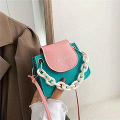 Women's Mini Contrast Crossbody Bag Square Cell Phone Handbag & Shoulder Purse