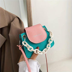 Women's Mini Contrast Crossbody Bag Square Cell Phone Handbag & Shoulder Purse