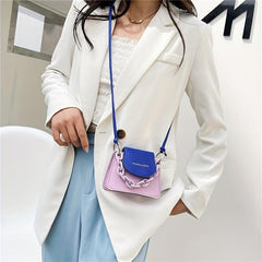 Women's Mini Contrast Crossbody Bag Square Cell Phone Handbag & Shoulder Purse