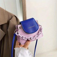Women's Mini Contrast Crossbody Bag Square Cell Phone Handbag & Shoulder Purse