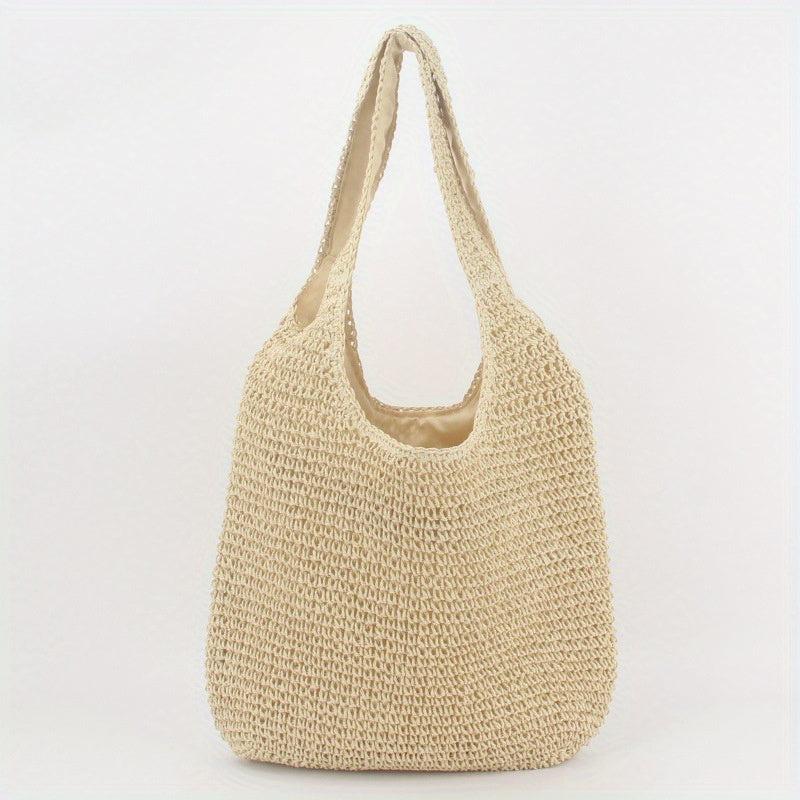 Large Capacity Straw Tote Bag for Women - Boho Style Shoulder Bag