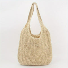 Large Capacity Straw Tote Bag for Women - Boho Style Shoulder Bag