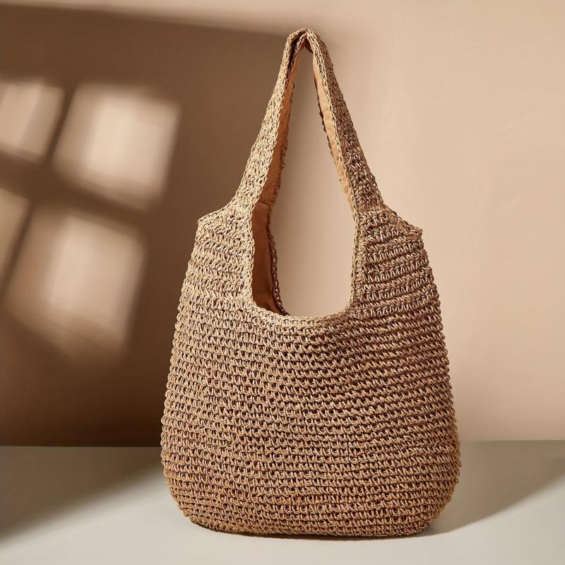Large Capacity Straw Tote Bag for Women - Boho Style Shoulder Bag
