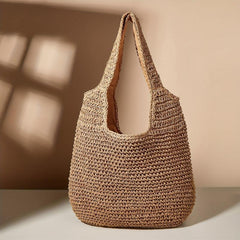 Large Capacity Straw Tote Bag for Women - Boho Style Shoulder Bag
