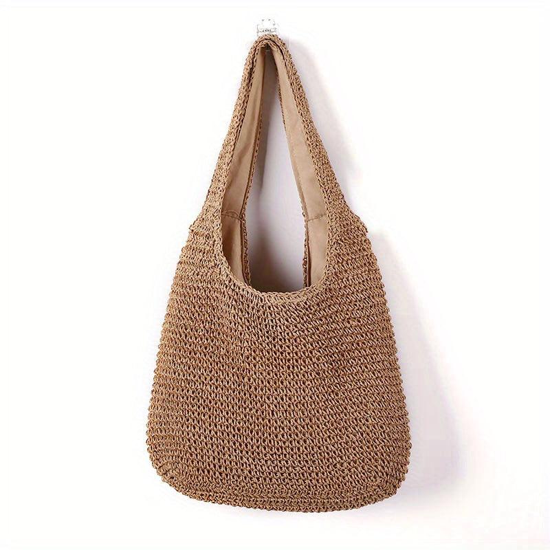 Large Capacity Straw Tote Bag for Women - Boho Style Shoulder Bag