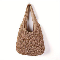 Large Capacity Straw Tote Bag for Women - Boho Style Shoulder Bag