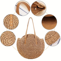Hollow Out Straw Handbag Large Capacity Shoulder Bag